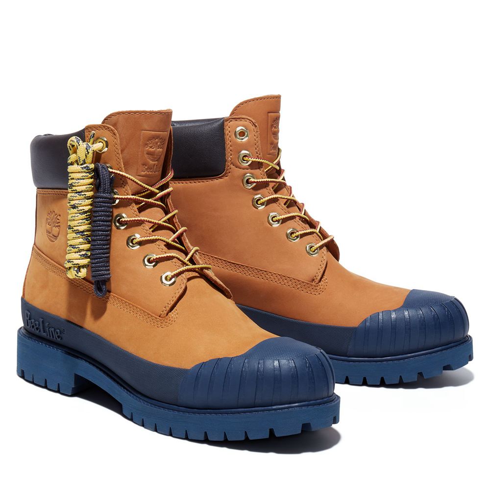 Bototos Timberland Hombre 6-Inch Bee Line X Waterproof Rubber Toe Marrones/Azul Marino - Chile SCG-3